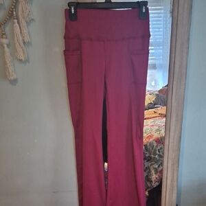 Women's Wide-Leg Pull-On Pants in Burgundy